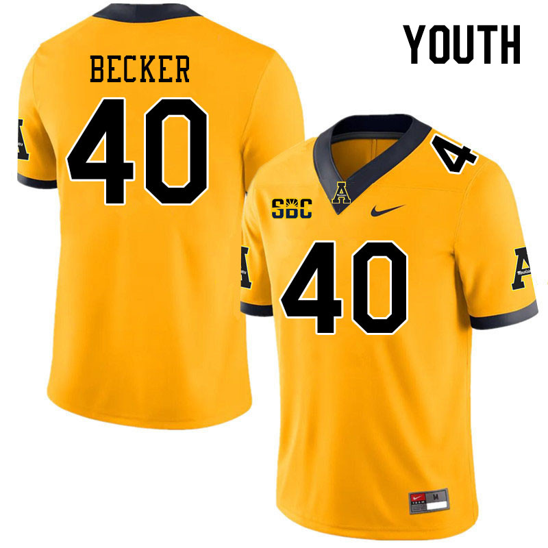 Youth #40 Cole Becker Appalachian State Mountaineers College Football Jerseys Stitched Sale-Gold